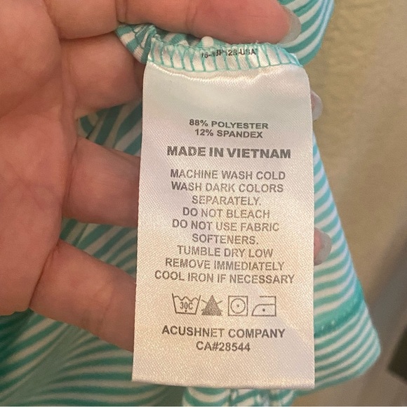 FootJoy Men Green Striped Squirrel Embroidery Polo Golf Shirt Size Small - Picture 7 of 8